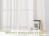 2 Pack White Sheer Linen Curtains, Grommet Light-Filtering Window Drapes for Bedroom and Living V1189-LC-AMZ-00227