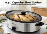 Devanti 6.5L Slow Cooker Electric Multi Cooker with 3 Heat Settings and Keep Warm Function SC-3G-6L-SI