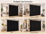 Artiss Room Divider Wall Mounted Hanging Curtain Partition Screen Black 200x220cm RD-D-200M-BK