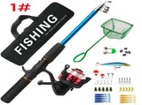 Beginner Fishing Set Fishing Tackles Including Reel Telescopic Rod Float Baits Hook Connector V1107-133-46996-GRE2