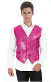 Mens Premium SEQUIN VEST Waistcoat Dance Costume Disco Sparkle Deluxe - Pink V563-17814-PINK