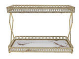 Bathroom Countertop Storage Shelf Space Saving Iron Glass 2 Tier Countertop Organizer for Cosmetics V1294-YM0901-3112250043011