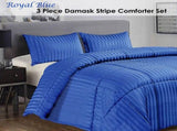Ramesses 3 Piece Damask Stripe Comforter Set Royal Blue King V442-KIT-COMFORTER-3PCESDAMASK-ROYALBLUE-KI