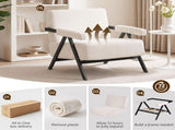 Artiss Compressed Armchair White Corduroy Accent Chair for Small Space UPHO-C-ARM01-COM-WH