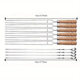 Upgraded Stainless Steel BBQ Skewers Set with Thickened Heat-Resistant Beech Wood Handles, U-Shaped V1232-SKKQ-001