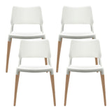 Artiss Dining Chairs Set of 4 Plastic Wooden Stackable White BA-TW-M2503-086-WHX4