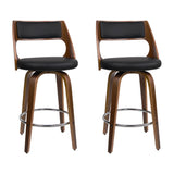 Artiss 2x Bar Stools Swivel Leather Chair 76cm BA-TW-8569-H76-BKX2-AB