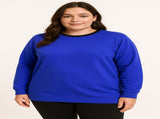 Ladies Plus Size Crew Neck Long Sleeve Top Queen Womens Jumper - Purple/Black V563-SW71-18