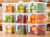 Refrigerator Storage Box,11.42in Clear PP5 Food-Grade Container with Lid,Stackable Organizer Bins V1369-AZ3-W-14646