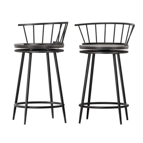 Artiss 2x Bar Stools Swivel Metal Chairs BA-J-8138-BKX2