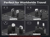 100W Universal Travel Adapter, GaN International Power Adapter with Retractable USB-C Cable, 3 USB-C V1274-100WGAN