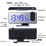 LED Digital Projection Alarm Clocks USB Electronic Ceiling Projector Alarm Clock with FM Radio for V1189-LC-RY-00451
