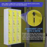 12-Door Locker for Office Gym Shed School Home Storage - Standard Lock with 2 Keys V63-838931