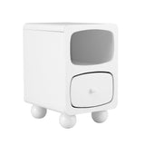 Artiss Bedside Table Storage Drawer Shelf Pine Wood Legs White FUR-S-BS-06-WH