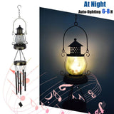 Solar Wind Chimes for Outdoor, Iron Hollow Wind Chimes Garden Decor Lantern Hanging Solar Landscape V1369-AZ3-W-05288