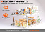 2 Tier Pull Out Cabinet Organizer 14"x21"x15" Heavy Duty Slide Out Pantry Shelves Steel Roll Out V767-VVR-HGS214W21D15H80OCV0
