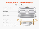 Chafing Dish Buffet Set, 4 Qt 2 Pack, Stainless Steel Chafer with 4 Half Size Pans, Rectangle V952-ZFXBXGBLSTGKPIZUVV0