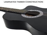 Karrera 38in Cutaway Acoustic Guitar with Carry Bag - Black CC38-BK