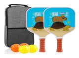 Fiberglass Pickleball Paddle Set of 2 with 4 Balls and Carry Bag - 185g Single Paddle V888-ELOSUNG18530