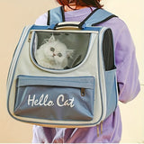 Hello Cat Nylon Pet Backpack, Large Capacity Foldable Travel Carrier with Zipper Closure, Easy V1106-MBB002