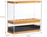 31 Holes Acrylic Bamboo Brush Holder Organiser Beauty Cosmetic Display Stand with Leather Drawer V178-13624