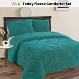 Ramesses Teddy Fleece 3 Pcs Comforter Set Teal King V442-KIT-COMFORTER-TEDDY-TEAL-KI