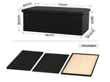 Artiss Storage Ottoman Bench Folding Blanket Box Toy Organiser Foot Stool Black OTM-C-COF-LIN-BK