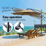 Instahut 3m Umbrella w/Base Outdoor Cantilever Beach Garden Patio Parasol Beige UMB-BAN-50N-COM-BG