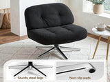 Artiss Swivel Chair Nursing Armchair Lounge Corduroy Steel Star Base Black UPHO-H-ARM05-SWL-BK