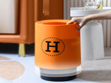 Open Top Trash Can Plastic Double Layer Thick Round Mini Trash Can for Bedroom Office Orange 13L V1294-YM0703-3117230060512