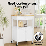 Artiss Kitchen Island Trolley Rolling Serving Cart Storage Drawer Cupboard 60cm FUR-G-KI-60-WH