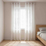 White Curtains, Striped Window Panels, 39.37x78.74in 2 Pack, 80% Polyester 20% Spandex, Semi V1369-AZ3-W-12331