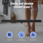 1000mm Bathroom Shower Black Grate Drain w/Centre outlet Floor Waste Square Pattern V63-832931