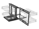Min 15"W Opening Blind Corner Pull Out Organizer, 2 Tier 4 Shelf Kitchen Cabinet Organizer, Chrome V952-MJSNLDGG2C25YYEKJV0