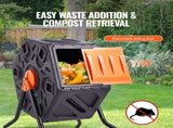 Compost Bin 18.5 Gal Composter Tumbler Rotating Outdoor with Sliding Door V952-FGDFJ185JL00JRFPDV0