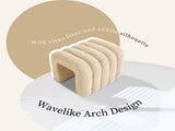 Ridge Arch Ottoman Stool Teddy Fleece Fabric Foot Rest 45cm BEIGE V274-FT-STKJP4177-BE