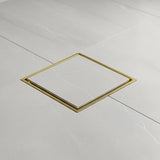15x15cm Square Shower Drain with Removable Tile Insert Grate Brushed Gold 304SS, CUPC Certified V63-955541