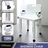 Orthonica Premium Adjustable Shower Chair with Armrests 158kg Capacity SHC-MAS-073-WH