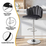 Artiss Bar Stool X4 Kitchen Dining Counter Gaslift Chair Adjustable Velvet Grey BA-B-B08-VEL-GYX4