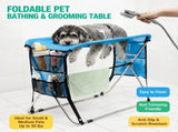 Portable Foldable Pet Grooming Table with Adjustable Restraint Loops Ideal for Bathing, Drying, V1341-ZY-7M3DFUB8-PINK