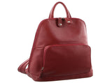 Milleni Womens Twin Zip Backpack Nappa Italian Leather Bag Travel - Red V563-NL-10767-RED