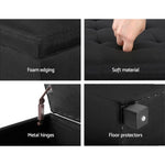 Artiss Storage Ottoman Blanket Box 97cm Linen Black OTM-L2-LINEN-BLACK