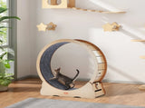 Wooden Cat Exercise Wheel, 43.3" Large Cat Treadmill Wheel for Indoor Cats, Cat Running Wheel with V952-MZMPBJYMSMDBOHXZ2V0