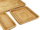 Rattan Tray Tabletop Organization Hand Woven Snack Storage Basket Multifunctional Serving Tray 3 Pcs V1294-YM0703-3118230023614