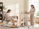 Artiss 3 Tier Adjustable Laptop Desk Tiltable Mobile Side Table Wheels Oak LA-DESK-C-60-2T-WD
