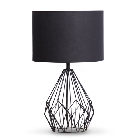 Sarantino Metal Wire Table Lamp in Black Finish With Black Drum Shade LMP-MLM-747