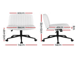Artiss Criss Cross Chair with Wheels Wide Cross Legged Office Desk Vanity Chair PU Leather, Armless OCHAIR-L-2016-WH