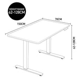 Fortia Sit To Stand Up Standing Desk, 150x70cm, 62-128cm Electric Height Adjustable, Dual Motor, V219-FURDTSFORKITS5WN