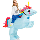 Blue Ride On Unicorn Cartoon Costumes Air Model Inflatable Costume Funny Dress Up Props Halloween V1263-JX-7900