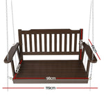 Gardeon Porch Swing Chair With Chain Outdoor Furniture Wooden Bench 2 Seat Brown ODS-1956B-BR